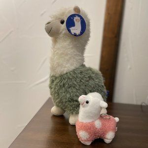 14" Tall Llama Plush with Matching 5" Baby Llama Keychain!  NWT